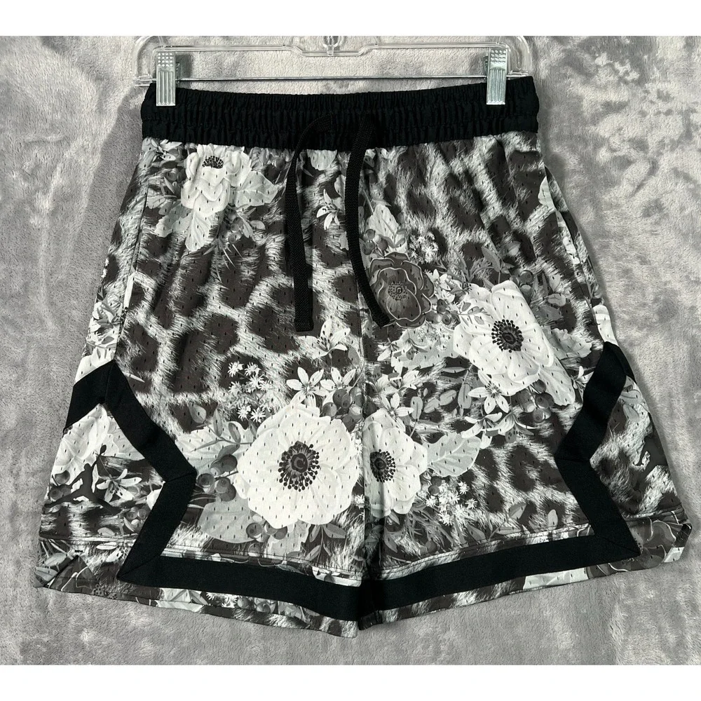 Nike Air Jordan Diamond Shorts Mens Medium Floral Gray Black Basketball Dri Fit